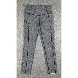 Lululemon Fast Free 7/8 Tights Women’s 6 Black White Fizz Gym Yoga Stretch READ